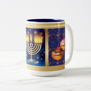 Happy Hanukkah Jewish Holiday Beautiful Two-Tone Coffee Mug