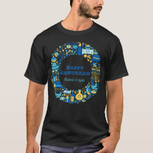 Happy Hanukkah Jewish Holiday Festival Of Lights V T-Shirt