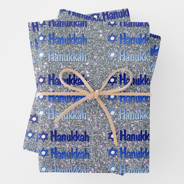 Happy Hanukkah Jewish Holiday Gift Wrapping Paper  (In situ)