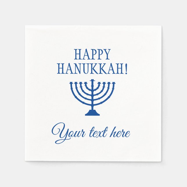 Happy Hanukkah Jewish menorah custom Holiday Napkin (Front)