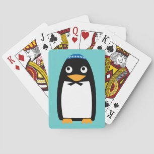 Happy Hanukkah Jewish Penguin Yarmulke Playing Cards