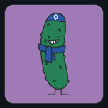 Happy Hanukkah Jewish Pickle Pickles Square Sticker<br><div class="desc">I love Hanukkah and pickles. Pickles are sour and makes your mouth pucker and look like you are going to kiss somebody. That's why I made a Hanukkah Pickle. Thank you for looking at Happy Food designs! Berenice Limon ©. www.zazzle.com/kitteh03 for more designs!</div>
