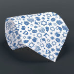 Happy Hanukkah Jewish Star Menorah Blue Neck Tie<br><div class="desc">Happy Hanukkah,  Menorah,  dreidel,  Jewish star,  pattern,  tie.</div>