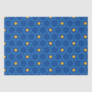 Happy Hanukkah Jewish Star of David Pattern Blue Tissue Paper