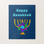 Happy Hanukkah Jigsaw Puzzle<br><div class="desc">Personalised gifts that say "Happy Hanukkah" feature Jewish Star and candles ready to light each special night.  Happy holidays and have a wonderful New Year!</div>