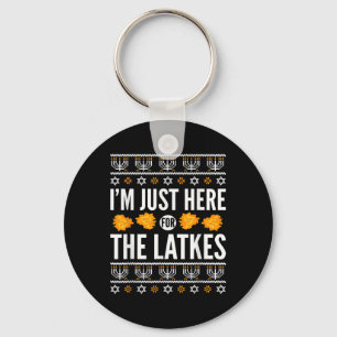 Happy Hanukkah Just Here For Latkes Hebrew Jewish Key Ring