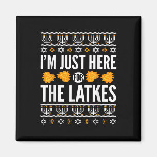 Happy Hanukkah Just Here For Latkes Hebrew Jewish  Magnet