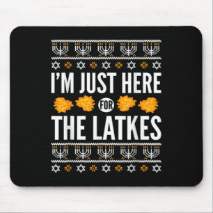 Happy Hanukkah Just Here For Latkes Hebrew Jewish Mouse Mat