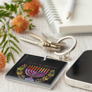 Happy Hanukkah Keychain