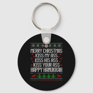 Happy Hanukkah Kiss My His Your Merry Christmas  Key Ring