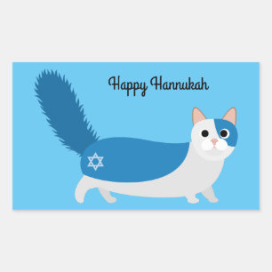 Happy Hanukkah Kitty Cat Rectangular Sticker