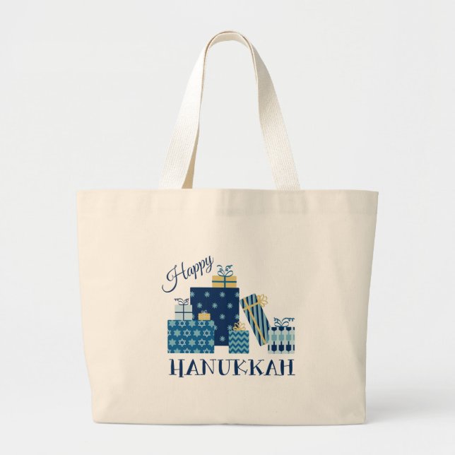 Happy Hanukkah Large Tote Bag (Front)