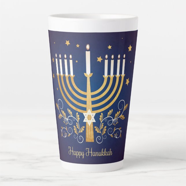 Happy Hanukkah Latte Mug (Front)