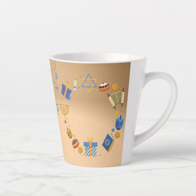 Happy Hanukkah Latte Mug in Orange (Right)