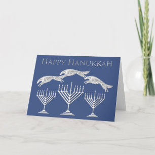 Happy Hanukkah Leaping Borzoi Card