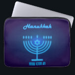 Happy Hanukkah Lights Jewish Holiday Gold Hebrew Laptop Sleeve<br><div class="desc">Happy Hanukkah Beautiful Jewish Holiday Design with Hebrew lettering. Jewish Holiday Hanukkah background with traditional Chanukah symbols - Gold Menorah, Hanukkiah Candelabrum and Candles, wooden dreidels (spinning top), doughnuts, star of David and glowing lights wallpaper pattern. Hanukkah Festival Decoration. Jerusalem, Israel. Electronics > Tablet & Laptop Cases > Laptop Cases...</div>