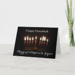 Happy Hanukkah Lit Menorah Card<br><div class="desc">Beautiful lit Menorah and Happy Hanukkah card.</div>