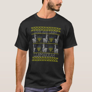 Happy Hanukkah Llamakkah Llama Love Light Menorah T-Shirt