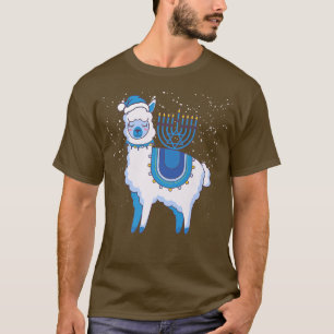 Happy Hanukkah Llamakkah Llama Menorah Alpaca Jewi T-Shirt