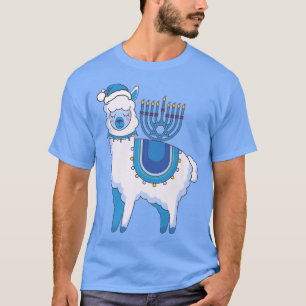 Happy Hanukkah Llamakkah Llama Menorah Alpaca Jewi T-Shirt