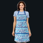 HAPPY HANUKKAH Love Light Laughter Typography Blue Apron<br><div class="desc">HAPPY HANUKKAH Love Light Laughter Typography Apron says it all! Wear your good wishes & brighten someone's day.This apron is a fantastic way to wish family & friends a Happy Chanukah Includes LOVE LIGHT LAUGHTER. I have a little dreidel, Shine Bright, and Light up the Night. Modern funky casual typeface...</div>