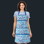 HAPPY HANUKKAH Love Light Laughter Typography Blue Apron<br><div class="desc">HAPPY HANUKKAH Love Light Laughter Typography Apron says it all! Wear your good wishes & brighten someone's day.This apron is a fantastic way to wish family & friends a Happy Chanukah Includes LOVE LIGHT LAUGHTER. I have a little dreidel, Shine Bright, and Light up the Night. Modern funky casual typeface...</div>