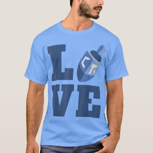 Happy Hanukkah LOVE Vintage Hebrew Menorah Jewish  T-Shirt
