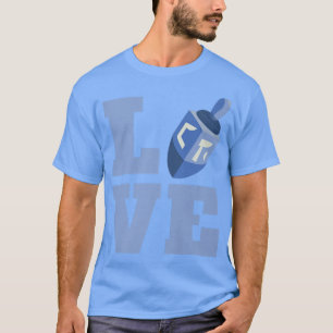 Happy Hanukkah LOVE Vintage Hebrew Menorah Jewish T-Shirt