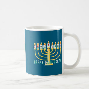 Happy Hanukkah Mahjong Menorah Mahjukkah Chanukkah Coffee Mug