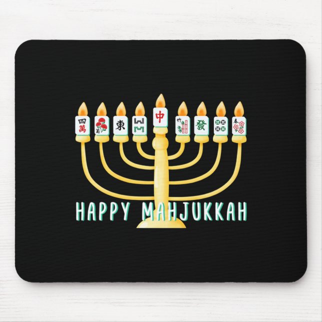 Happy Hanukkah Mahjong Menorah Mahjukkah Chanukkah Mouse Mat (Front)