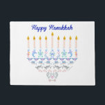 Happy Hanukkah Marine Menorah Doormat<br><div class="desc">Created from all my hand-drawn coloured pencil marine images</div>