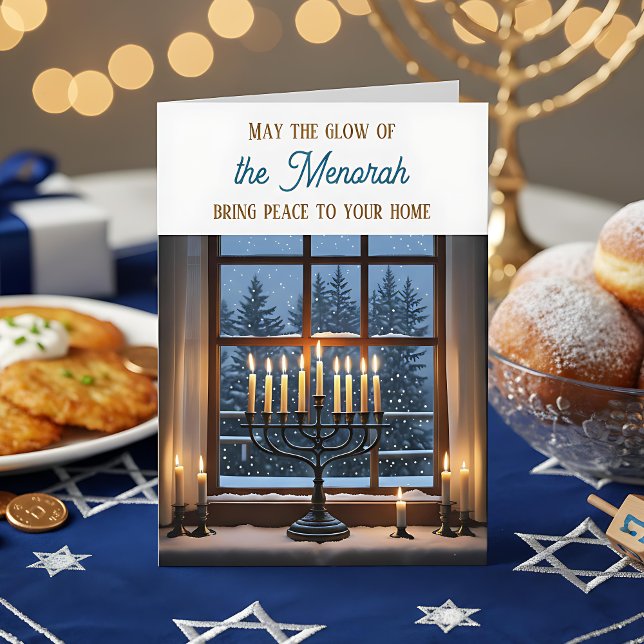 Happy Hanukkah | May the Glow of the Menorah  Card (Creator Uploaded)