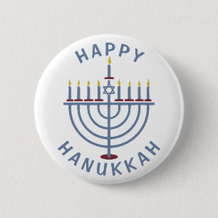Happy Hanukkah Menorah 6 Cm Round Badge