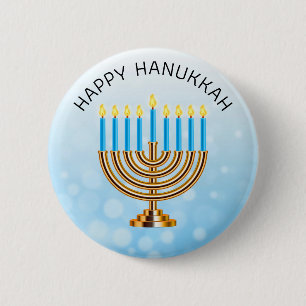 Happy Hanukkah Menorah 6 Cm Round Badge