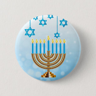 Happy Hanukkah Menorah 6 Cm Round Badge