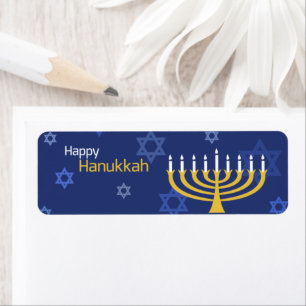Happy Hanukkah Menorah and Stars