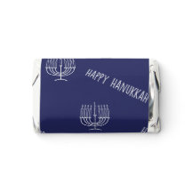 Happy Hanukkah Menorah Blue White
