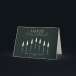 Happy Hanukkah Menorah Candles Blank Holiday Card<br><div class="desc">These 7" x 5" folded Hanukkah greeting cards feature a placeholder for a family name and year. The design is nine hand drawn menorah candles with the greeting,  "Happy Hanukkah." The inside is blank.</div>