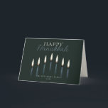 Happy Hanukkah Menorah Candles Blank Holiday Card<br><div class="desc">These 7" x 5" folded Hanukkah greeting cards feature a placeholder for a family name and year. The design is nine hand drawn menorah candles with the greeting,  "Happy Hanukkah." The inside is blank.</div>