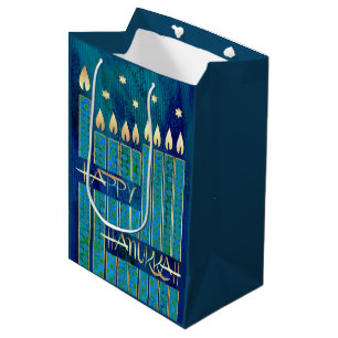 Happy Hanukkah. Menorah Candles Design Gift Bags