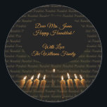 Happy Hanukkah Menorah Candles Elegant Classic Round Sticker<br><div class="desc">Happy Hanukkah Menorah Candles Elegant Classic Round Sticker,  Add Name or Text</div>