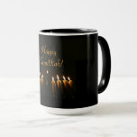 Happy Hanukkah Menorah Candles Elegant Mug<br><div class="desc">Happy Hanukkah Menorah Candles Candlelight Elegant Black Combo Mug</div>