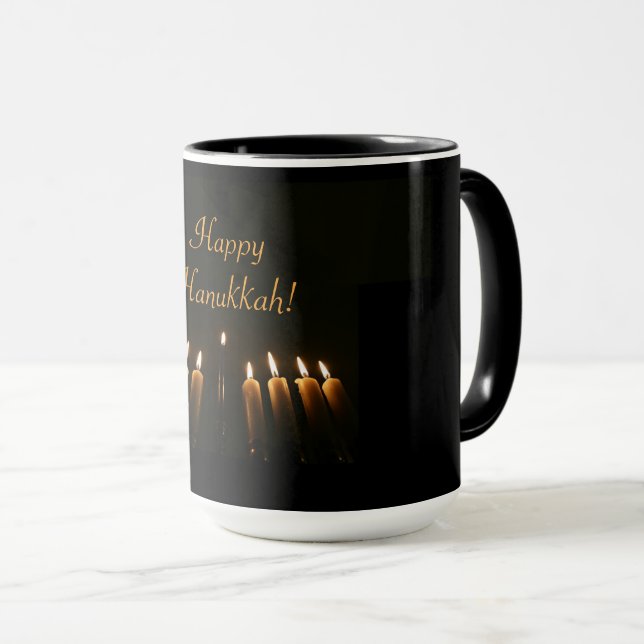 Happy Hanukkah Menorah Candles Elegant Mug (Front Right)