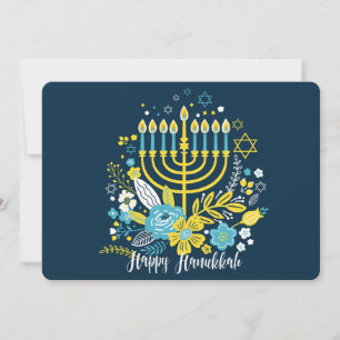 Happy Hanukkah menorah candles. Holiday Card