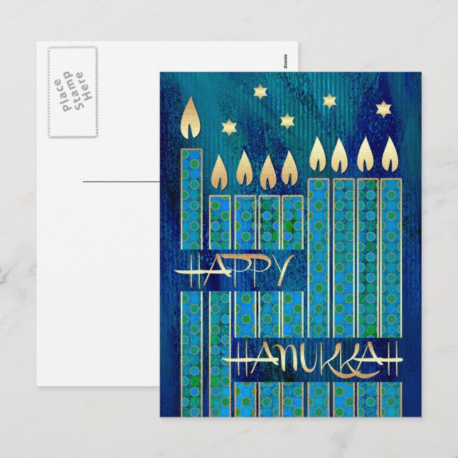 Happy Hanukkah. Menorah Candles  Holiday Postcard (Front/Back)