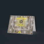 Happy Hanukkah Menorah Card<br><div class="desc">Happy Hanukkah Menorah card with wood and snowflakes background.</div>