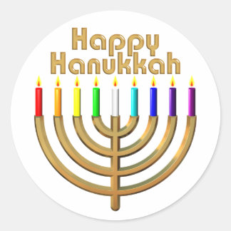Happy Hanukkah Menorah Classic Round Sticker