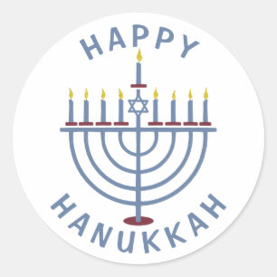 Happy Hanukkah Menorah Classic Round Sticker