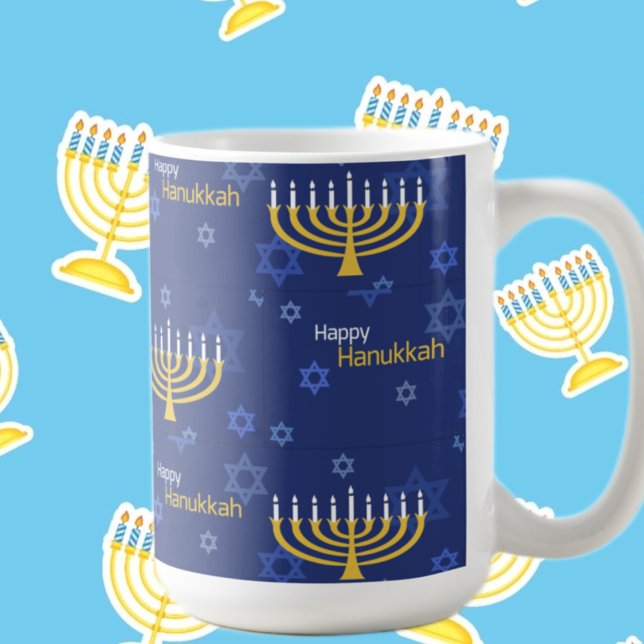 Happy Hanukkah Menorah Coffee Mug (Creator Uploaded)