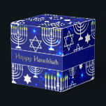 Happy Hanukkah Menorah Cube Favour Box<br><div class="desc">*Customise by adding text.</div>